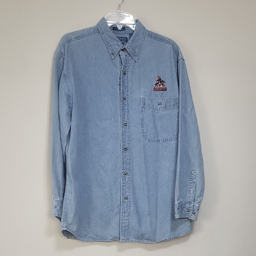 Vtg REAL GOOD DENIM by ALL SPORT PHOENIX COYOTES Jean Shirt